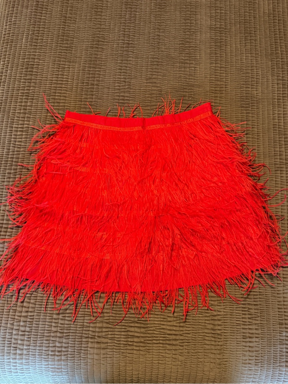 🆕 QUEEN OF SPARKLES Red Feather Mini Skirt